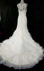 Wedding Dress NY Custom Designer 6 Organza Tulle Strapless Beaded Ruffles Corset