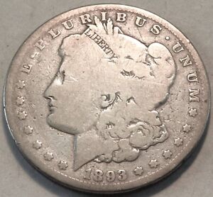 New Listing1893 CC Morgan Silver Dollar, Better Semi-KEY Date, Carson City $1 Coin