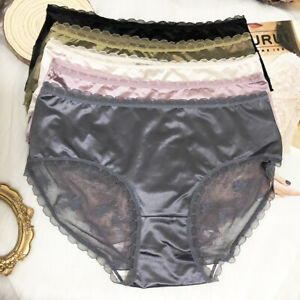 5 Packs Lot Women's Sexy Satin Panties Briefs Nylon Sheer Lingeries Underwear