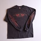 Harley Davidson Y2K Long sleeve T Shirt Tribal Flames Vtg Medium Biker Moto Logo