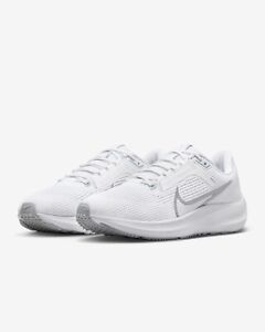 Women's Size 12 / Mens 10.5 Nike Pegasus 40  White Silver Running Shoes DV3854