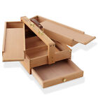 Large Multi-Function Wood Artist Tool and Brush Portable Storage Box Organizer