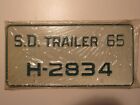 Vintage 1965 South Dakota Trailer License Plate Rare Embossed Metal Rare H-2834