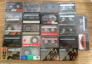 21+1 Mixed Lot of Used / New Blank Cassette Tapes TDK Maxwell 60 - 120 Minutes