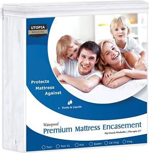 Premium Mattress Zippered Encasement Waterproof Cover Utopia Bedding 12