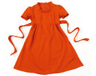 Vintage 60s Pumpkin Orange Mod Ruffle Short Mini Puff Sleeve Babydoll Dress XS