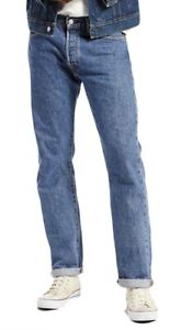 Levis 501 Jeans Men’s Button Fly Original Fit Straight Leg Blue Mdm Stonewashed