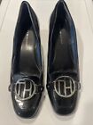 Tommy Hilfiger Women's Black Patent Leather Block Heel Loafer Shoes Size 10M