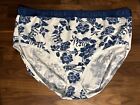 Cacique Panties Women's Cotton High Leg Brief Underwear 18/20 Blue White Floral