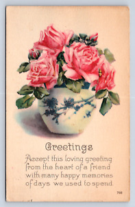 Vintage Postcard Greetings Floral Roses Milaca Early 1900s
