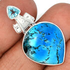 Treated Blue Dendritic Opal & Blue Topaz 925 Silver Pendant Jewelry CP23062