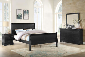 NEW Queen King Twin Full 4PC Modern Black Sleigh Bed Modern Furniture Bed/D/M/N