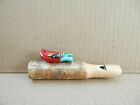 Vintage Hand Carved Red-Blue Bird Wooden Whistle  5