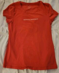 Vintage Y2k Banana Republic Babydoll Tee Shirt Top Burnt Orange Stretch 90s S