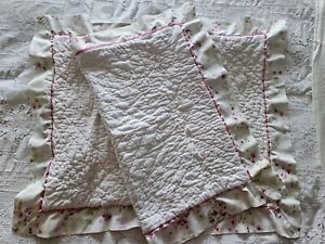 Simply Shabby Chic Quilted Pink Stitch Rose Ruffled Standard Pillow Shams (2)