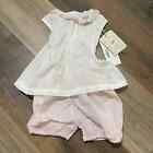 Cuclie Baby Girl 3-6 Month Two Piece Pink White Ruffle Tank Shorts Set