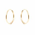 Solid 14K Gold Round Endless Hoops Earrings 1 x10mm - Yellow & White Gold
