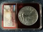 2021 W NGC MS70 T-2 First Day of Issue Burnished Silver Eagle In Red Foil Core