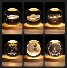 3D Crystal Galaxy Moon Planet Ball with Base Table Lamp USB LED Night Light Gift