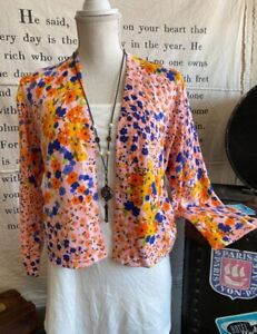 Isaac Mizrahi Pink Multi Floral Printed Open-Front Cardigan Sweater New Shrug