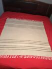 Cannon River by Faribault Mill Neutral Wool Throw Blanket Tan Striped Fringe