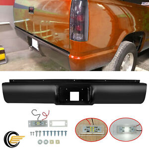 Rear Bumper Roll Pan w/LED License Light For 88-98 Chevy GMC C/K C1500 2500 3500