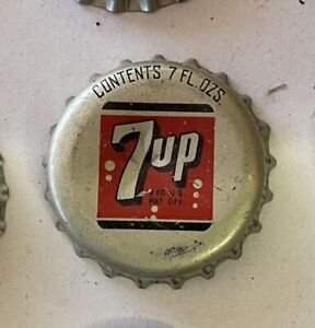 SODA cap crown Seven Up 7 cone can flat bottle acl label cork top ORTONVILLR MN