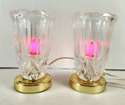 Table Lamps Set of 2 Clear Cut Glass Torchiere Accent Boudoir Cottage Hollywood