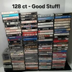 Vintage 70's and 80's Cassettes Lot Of 126 Tapes Rock, Pop, Metal & Case