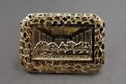 10K Solid Yellow Gold Diamond Cut Nugget Last Supper Two Finger Band Ring. Sz5.5