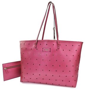 Authentic FENDI Pink PVC Canvas Tote Shoulder Bag Purse #53180