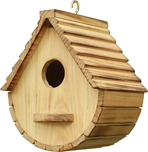 Outdoor Bird Houses Natural Wooden Bird Hut Clearance Bluebird Finch Cardinals H
