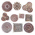 Wooden Stamps for Block Printing on Border, Textile, Clay, Pottery (Set of 10)