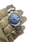Rolex Oysterdate Precision 34 6694 Custom Blue Mother Of Pearl Dial Steel Band