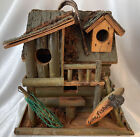 Country Lodge Rustic Wooden Birdhouse Four Holes For Birds Handmade