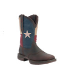 Men's Distress Saddle Brown Buffalo Flag Leather Cowboy Boots - 5 Day Delivery