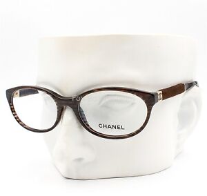 Chanel 3261 1442 Eyeglasses Glasses Brown Pattern w/ Gold CC Logo 53-17-135