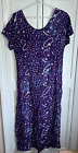 Wind River Trading Company Vintage Purple Blue Star Moon Celestial Rayon Dress L