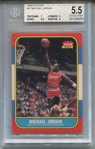 1986 Fleer #57 Michael Jordan Rookie Card Graded BGS 5.5 w 7 8.5 8