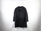 Vtg 70s Streetwear Mens 46 Long Lined Heavyweight Belted Trench Coat Black USA
