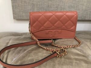 Authentic Tory Burch Savannah Quilted Pink Leather Crossbody Bag