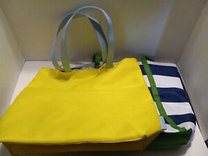 Clinique Kate Spade Shopping Shoulder Tote Bags Lot Of 2 Yellow Blue White Green