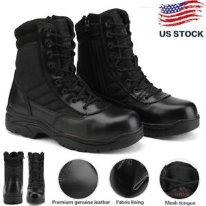 Men's Military Tactical Work Boots Hiking Motorcycle Combat -Black -Size 6.5-15