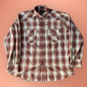 Pendleton Frontier Shirt Mens 2XL Long Sleeve Plaid Pearl Snap Western Light