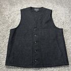 Filson Mackinaw 100% Wool Vest Mens Medium Charcoal Gray Sleeveless Vintage USA