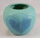 Antique VAN BRIGGLE Blue Green Art Pottery Butterfly Moth Vase Turquoise
