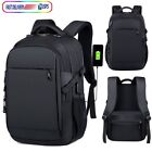 Black Laptop Nylon Backpack Sports Travel Fashion BookBag With USB Charging Port