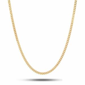 18K Solid Gold 2.5MM Cuban Curb Link Chain Necklace & Bracelet - ALL Sizes
