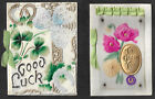 New Listing2 x VINTAGE ANTIQUE CHRISTMAS GREETINGS CARDS CELLULOID EMBOSSED 1 x PEVERILL
