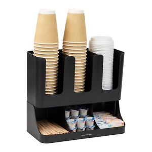 Cup and Condiment Station, Countertop Organizer, Coffee Bar, Kitchen, Stirrer...